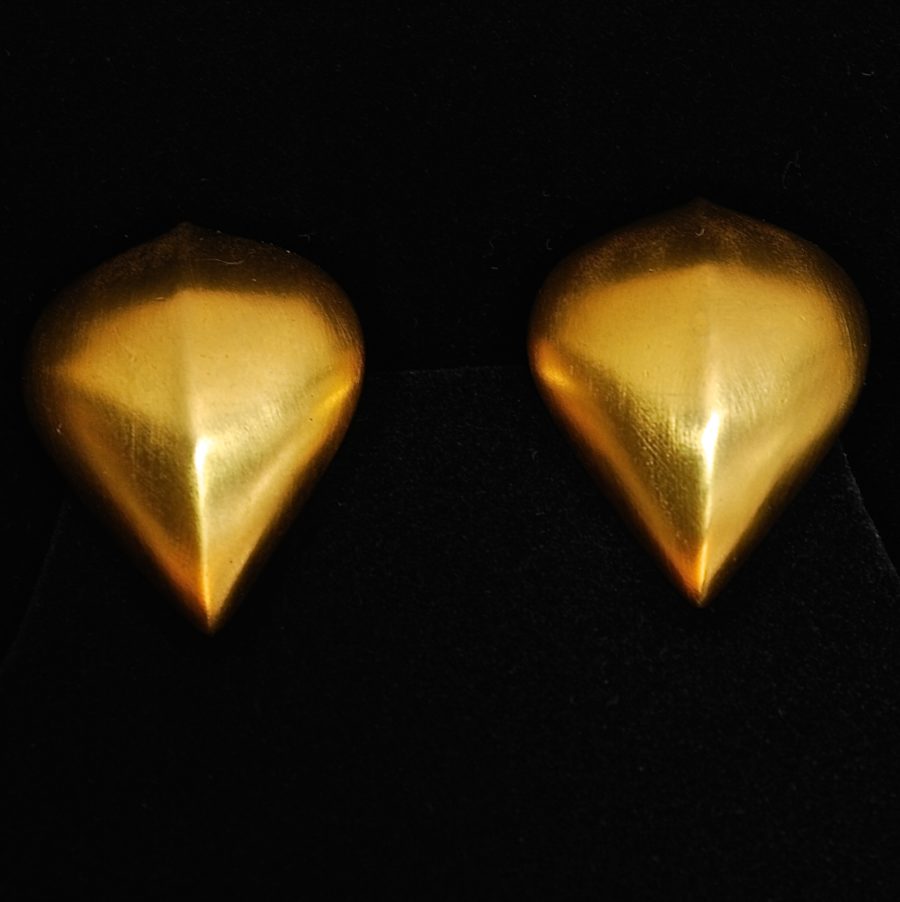 Givenchy brushed gold tone ear clips, signed