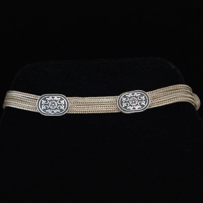 Sterling silver floral motif chain bracelet