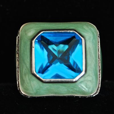 Zirconite, Enamel & Sterling Silver Ring