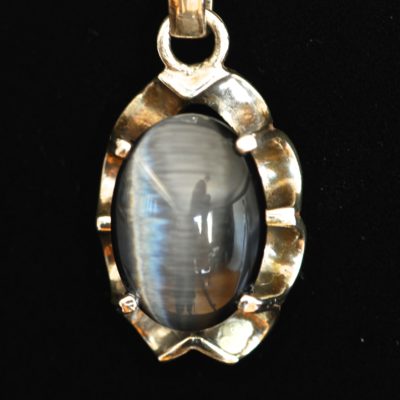 Sterling Silver Artisan Pendant With Large Chatoyant Glass Cabochon - 925-BE