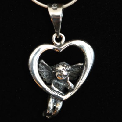 Angel In A Heart Sterling Silver Pendant