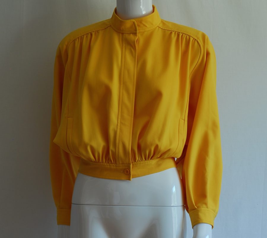 Ungaro Solo Donna Bright Yellow Wool Bomber Jacket - Italy