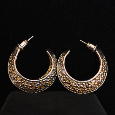 Sterling Silver Openwork Wide Hoop Earrings