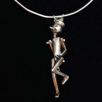 Sterling Silver Pinocchio Pendant With Movable Limbs On SS Chain
