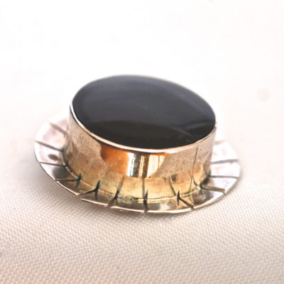 Sterling Silver & Onyx Hat Shaped Pendant