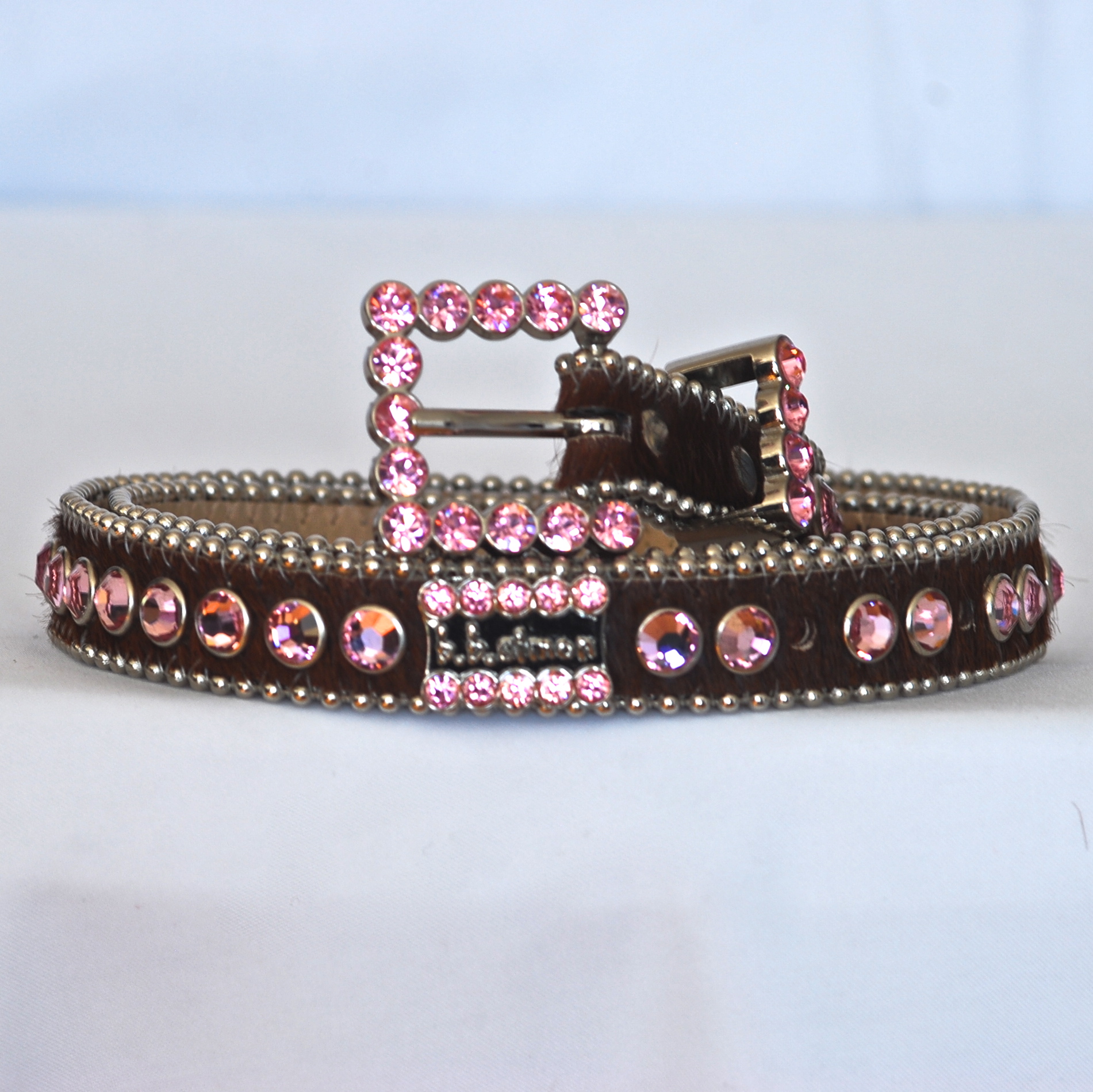 . simon Pony Hair & Pink Swarovski Crystal Studded Belt | QUIET WEST