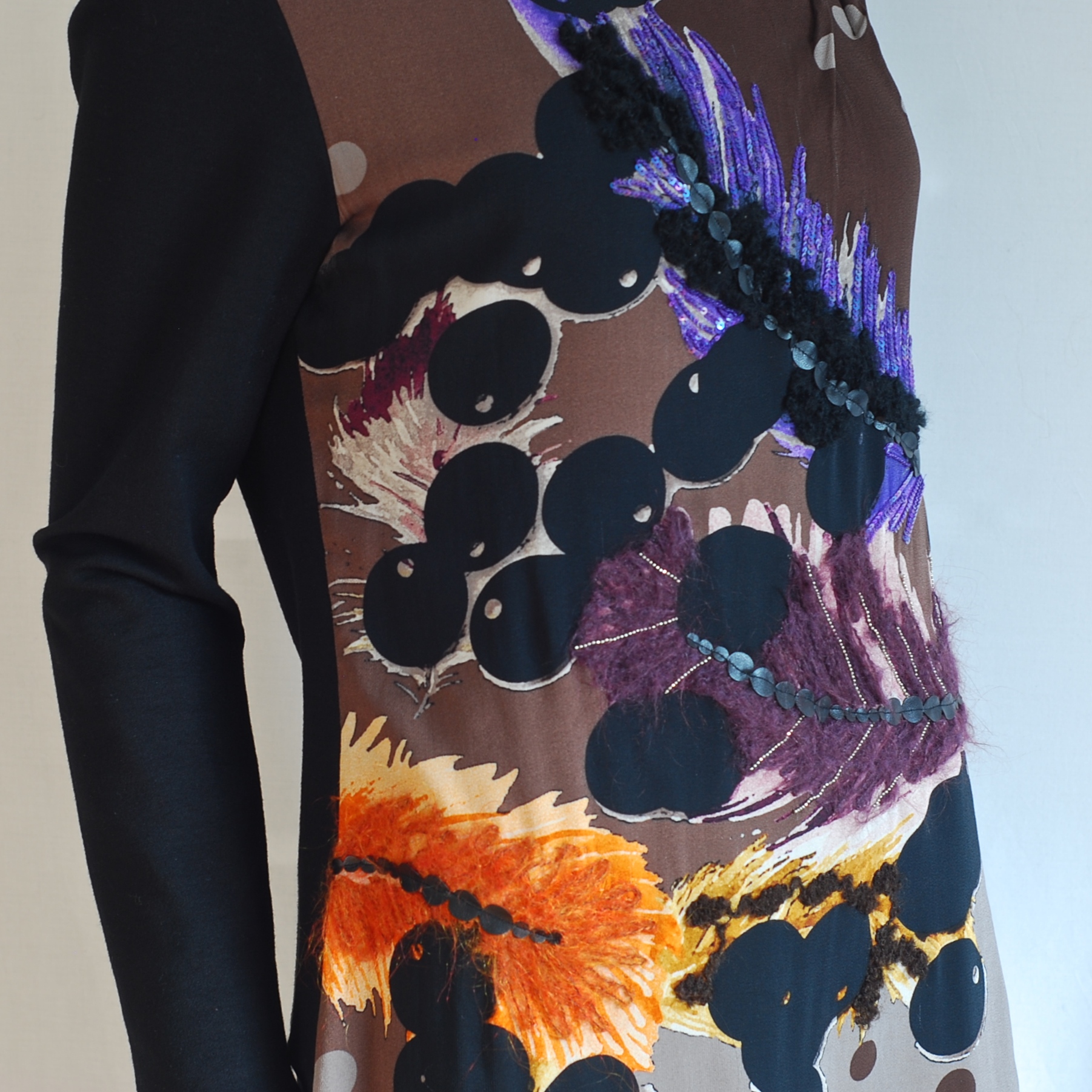 Didier Parakian Dress Featuring Abstract Sequin & Wool Artwork – Italy ...