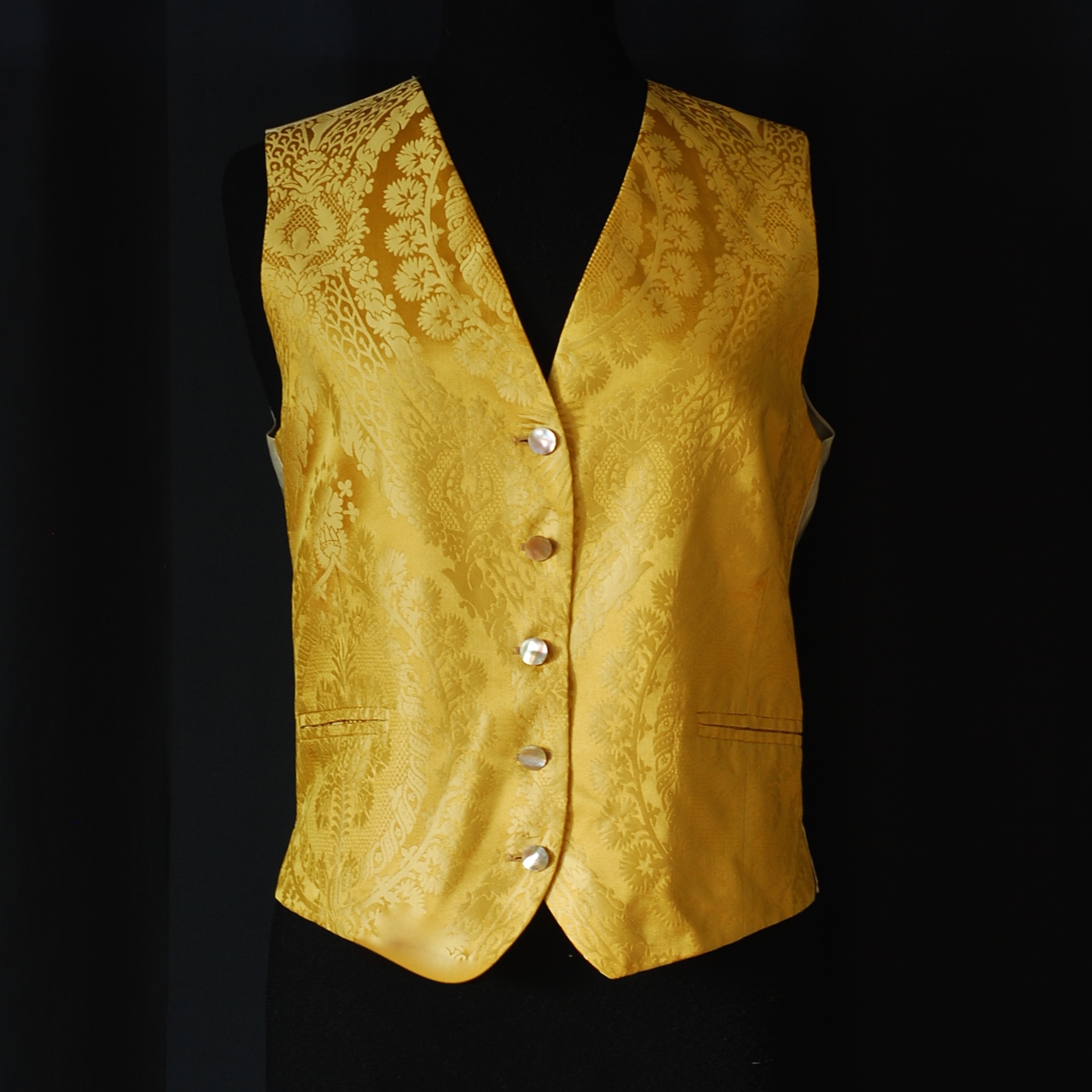 Favourbrook Jermyn St. Silk Brocade Gold Vest With MOP Buttons – England