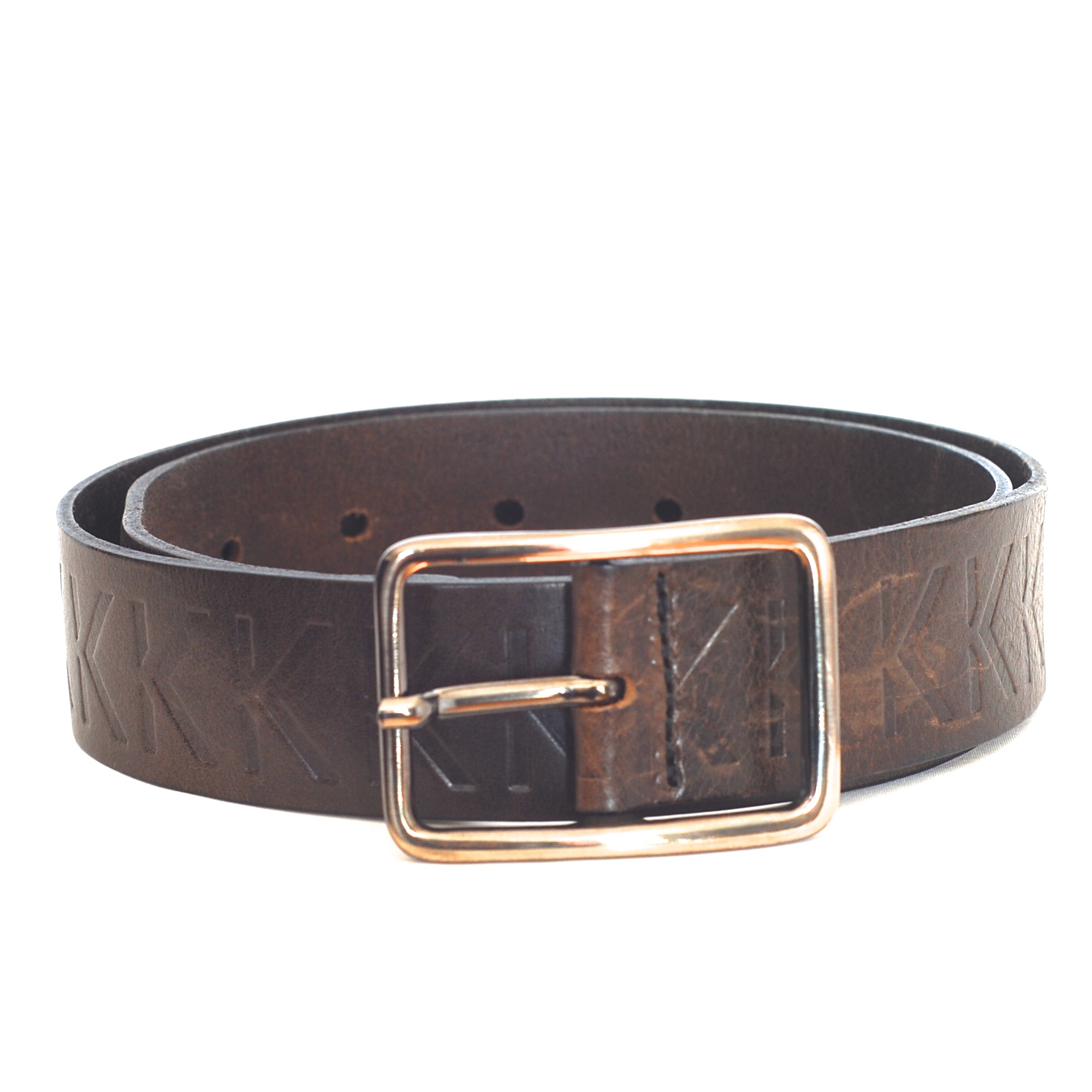 Karl Lagerfeld K Stamped Brown Leather Belt With Silver Tone Buckle ...