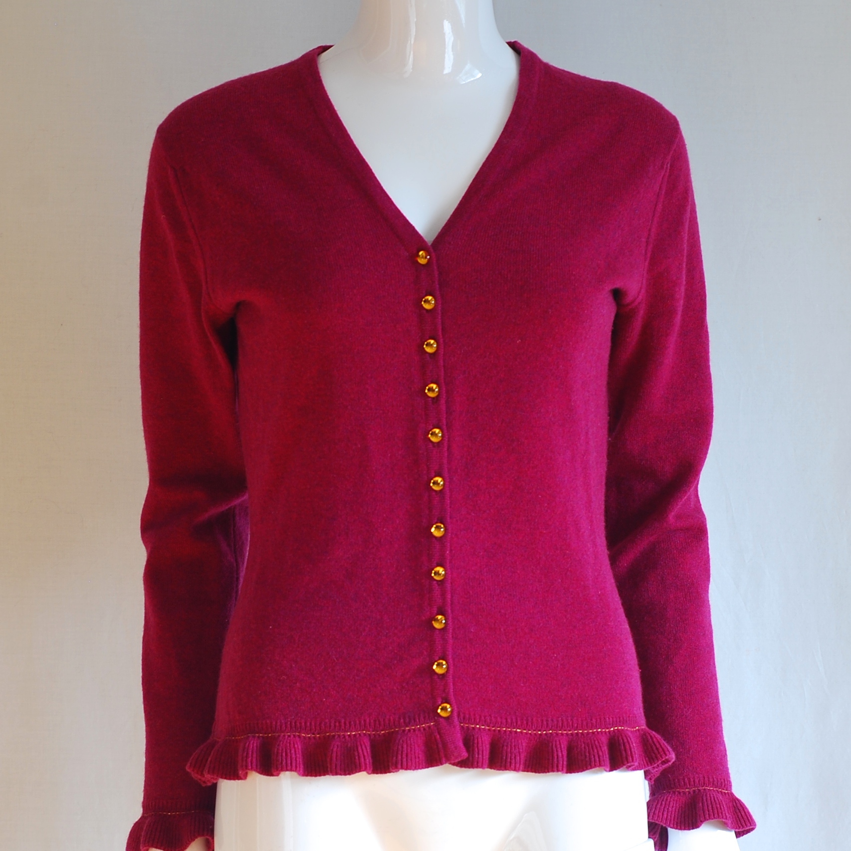 Johnstons Cashmere Cerise Cardigan With Amber Glass Buttons – Scotland ...