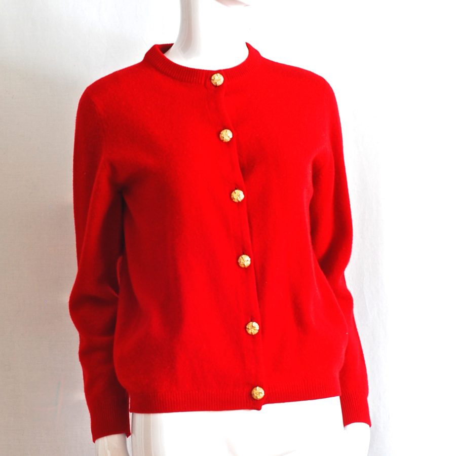 Ballantyne Red Cashmere Cardigan With Gold Tone Buttons – Scotland ...