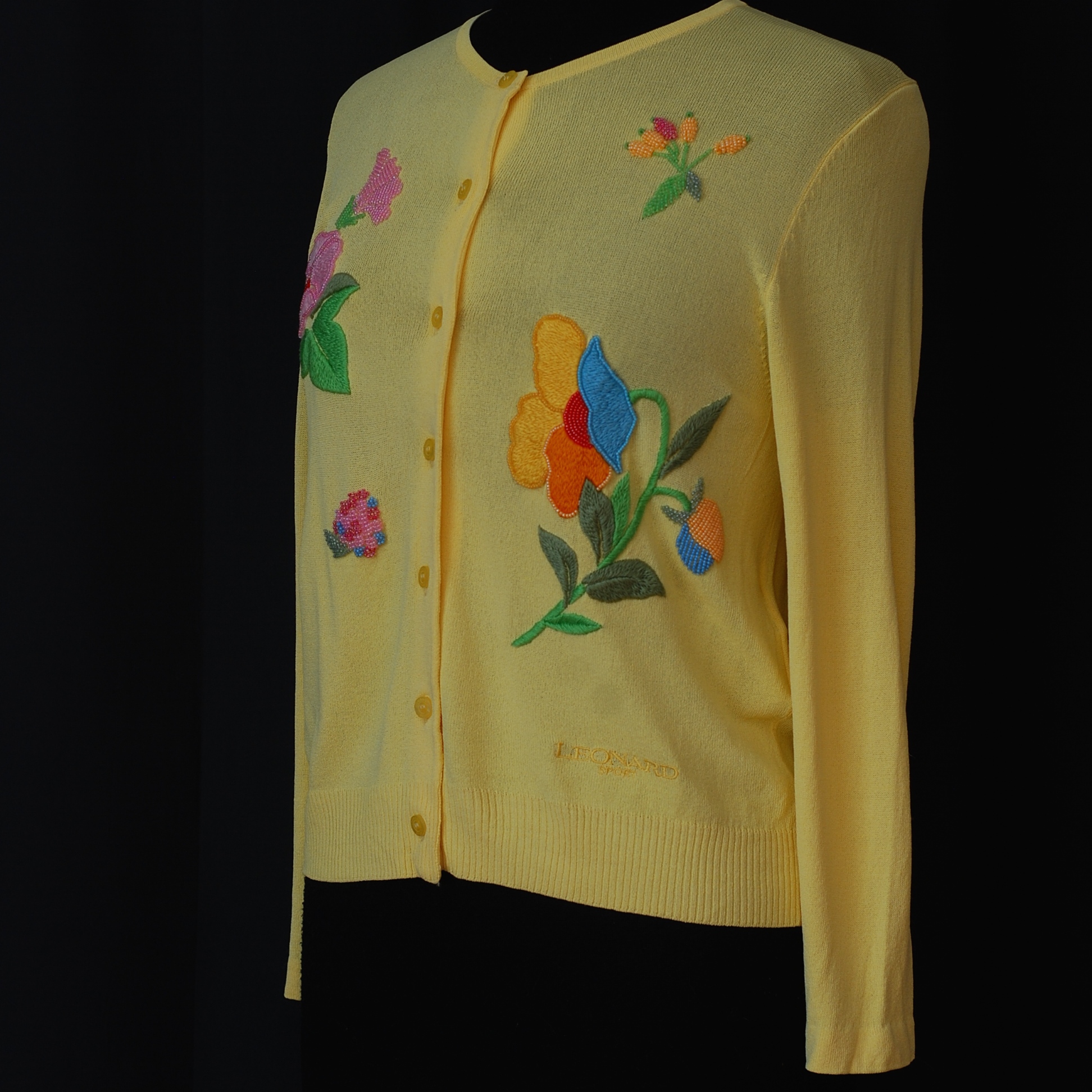 Leonard Sport Hand Embroidered & Beaded Silk Cardigan – Japan 
