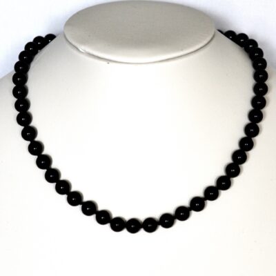 Tiffany & Co. Onyx Bead & Sterling Silver Single Strand Toggle Necklace