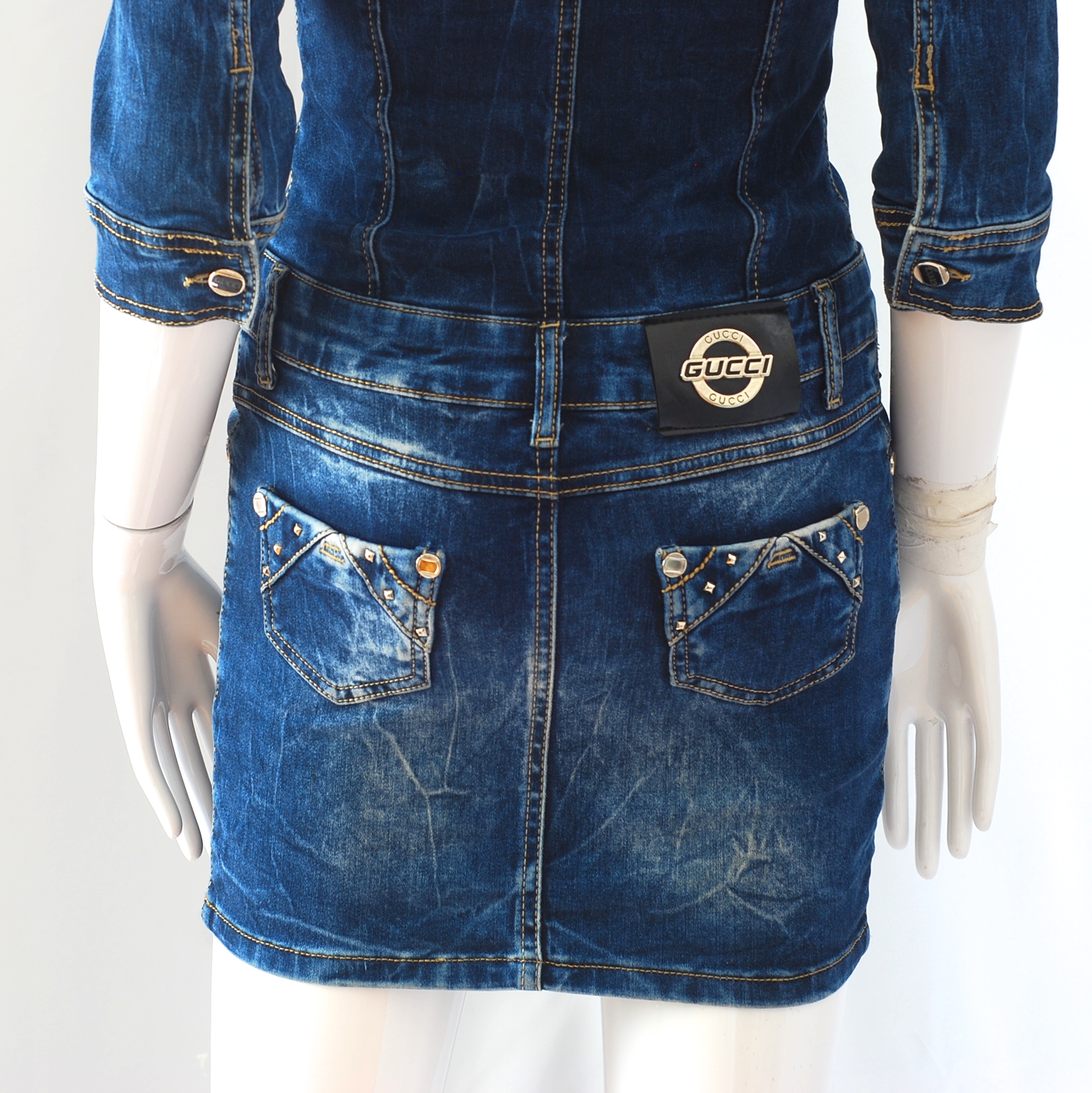 white christmas dresses Gucci // Denim Short Sleeve Dress – VSP Consignment
