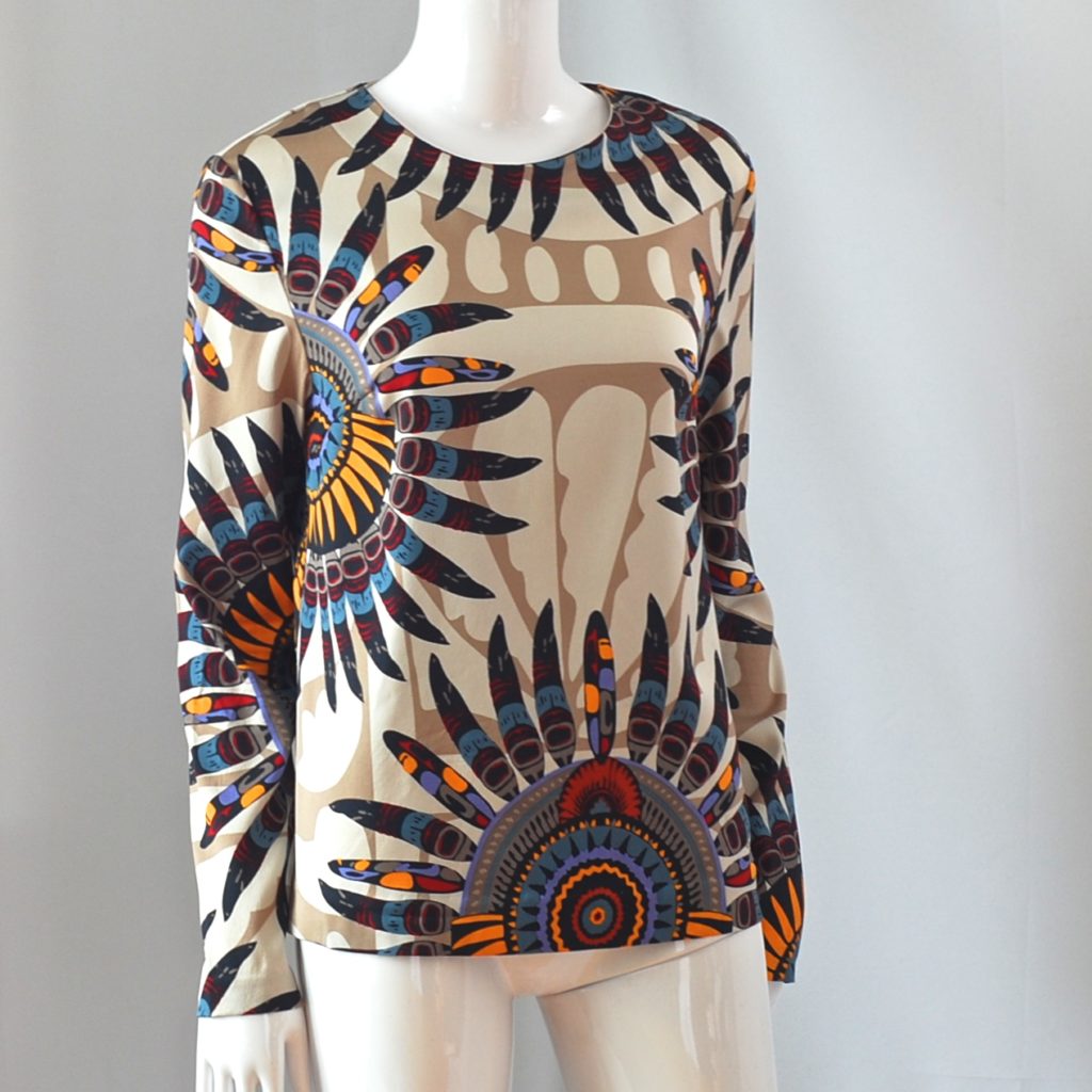  Antik  Batik  Silk Blouse Featuring A Fabulous Concentric 