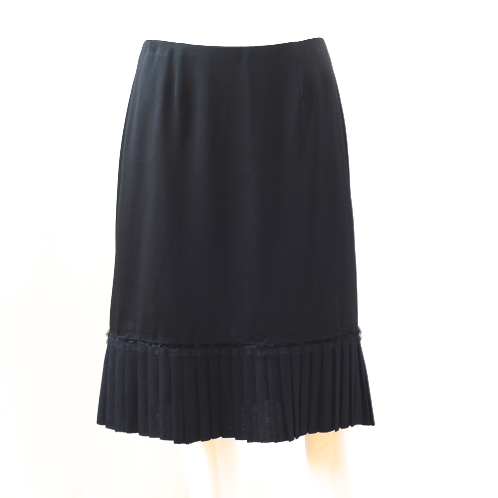 St. John Evening Silk Satin Skirt With Pleated Flounce On Hemline – USA ...