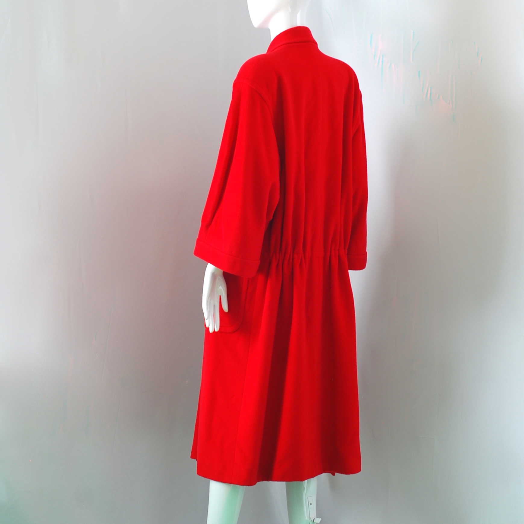 Gianfranco Ferre Red Wool & Cashmere Swing Coat With Gathered Back ...