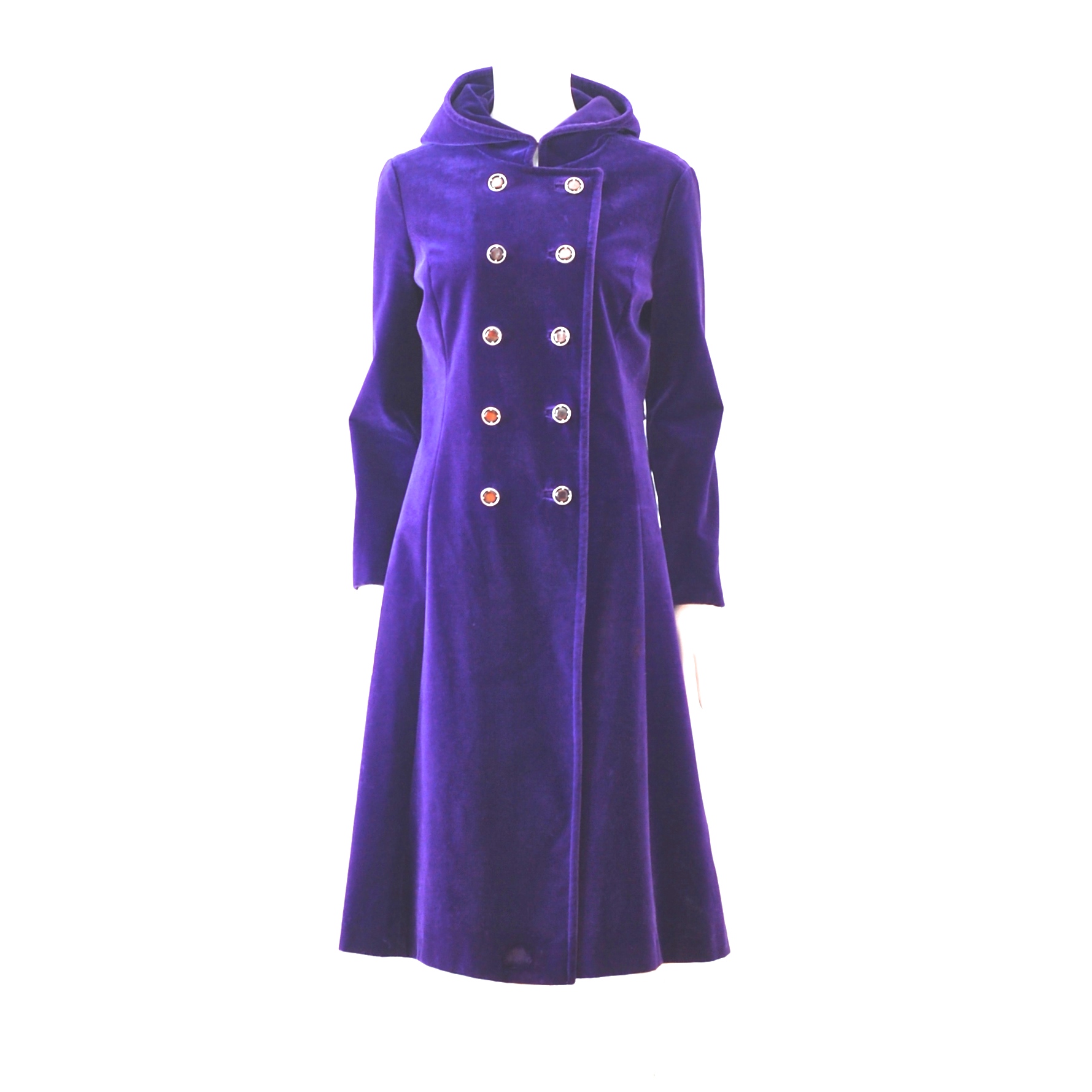 Surrey Classic 1960’s Double Breasted Purple Velvet Coat With Hood ...