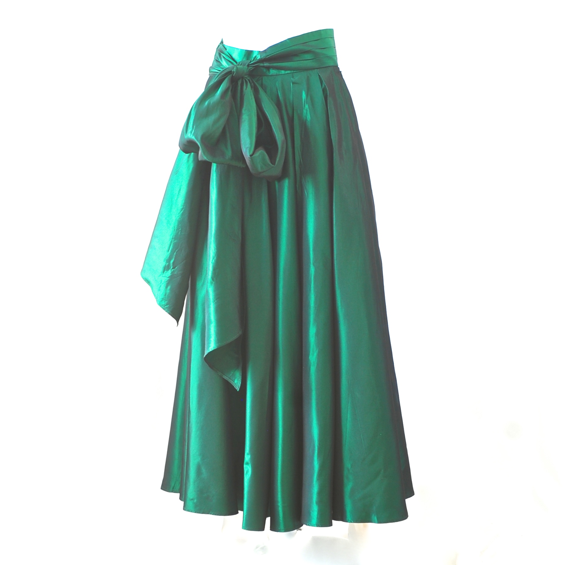 emerald green pleated maxi skirt
