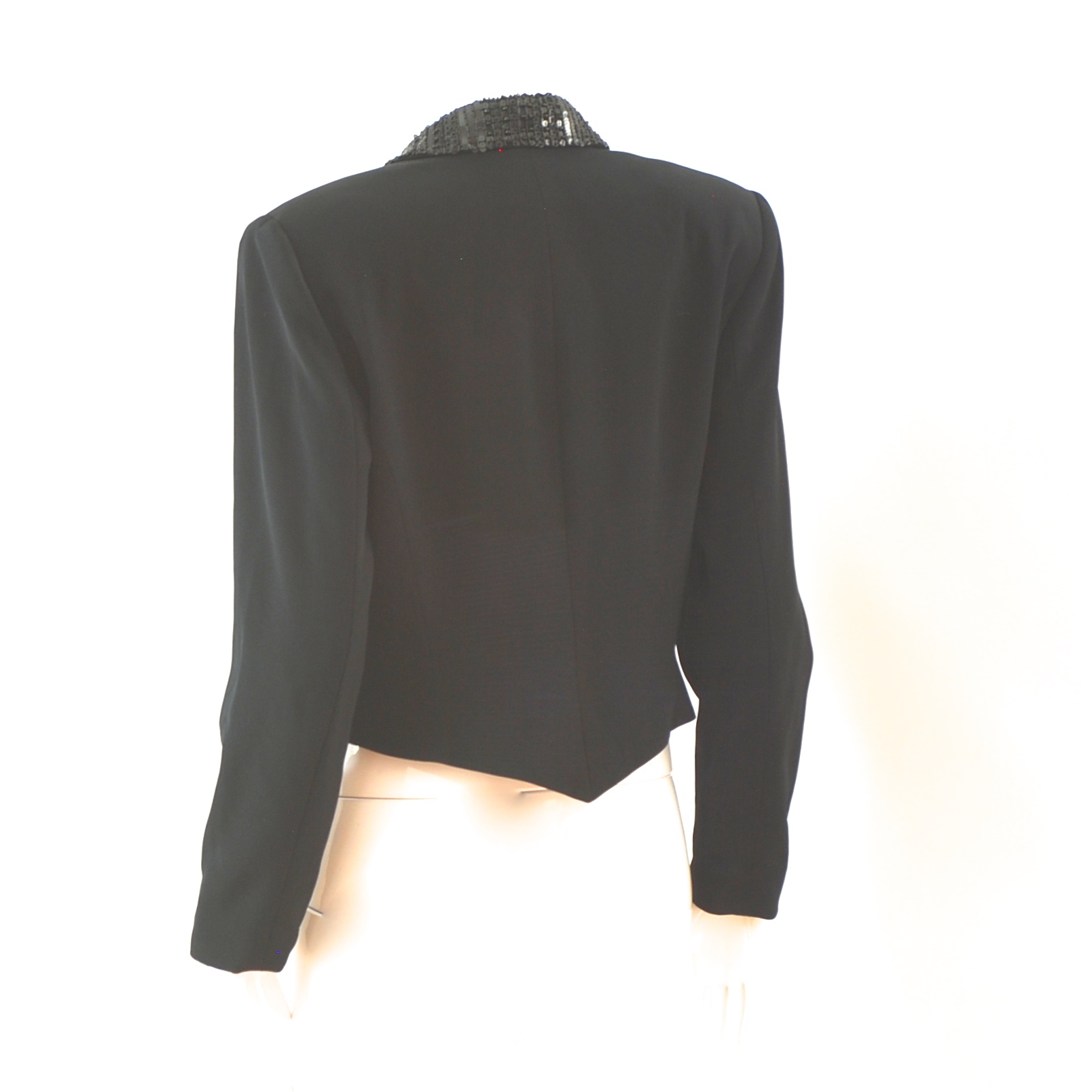 Oleg Cassini Black Tie 1980’s Evening Jacket With Beaded Lapels and ...