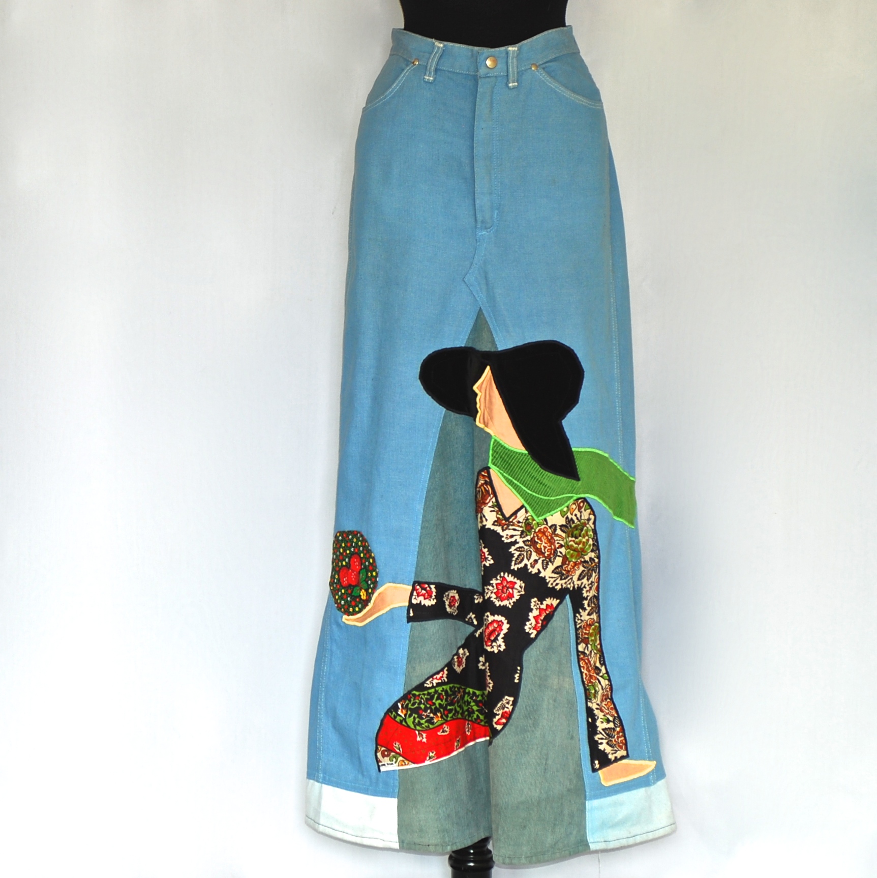 1960's Wrangler Jeans Converted Into A Pictorial Chapeau Maxi-Skirt | QUIET  WEST