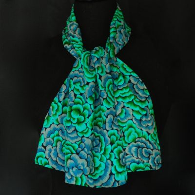 Blue Green Silk Blend Rectangular Scarf With Hand Rolled Hem - No Labels