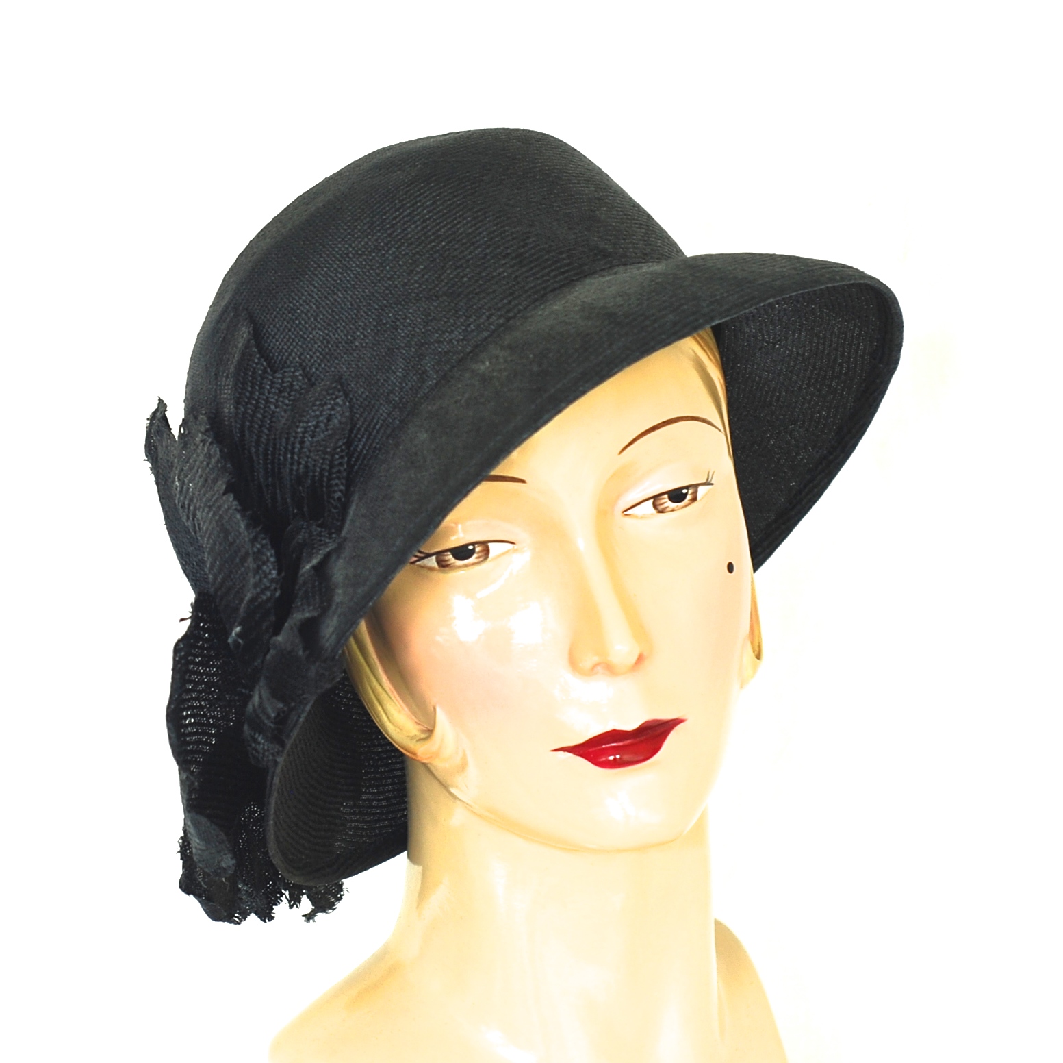 New Black with red trim, 100% natural straw Ophelie hat Cleetus Black Straw Hats – Cleetus Mcfarland main image 2