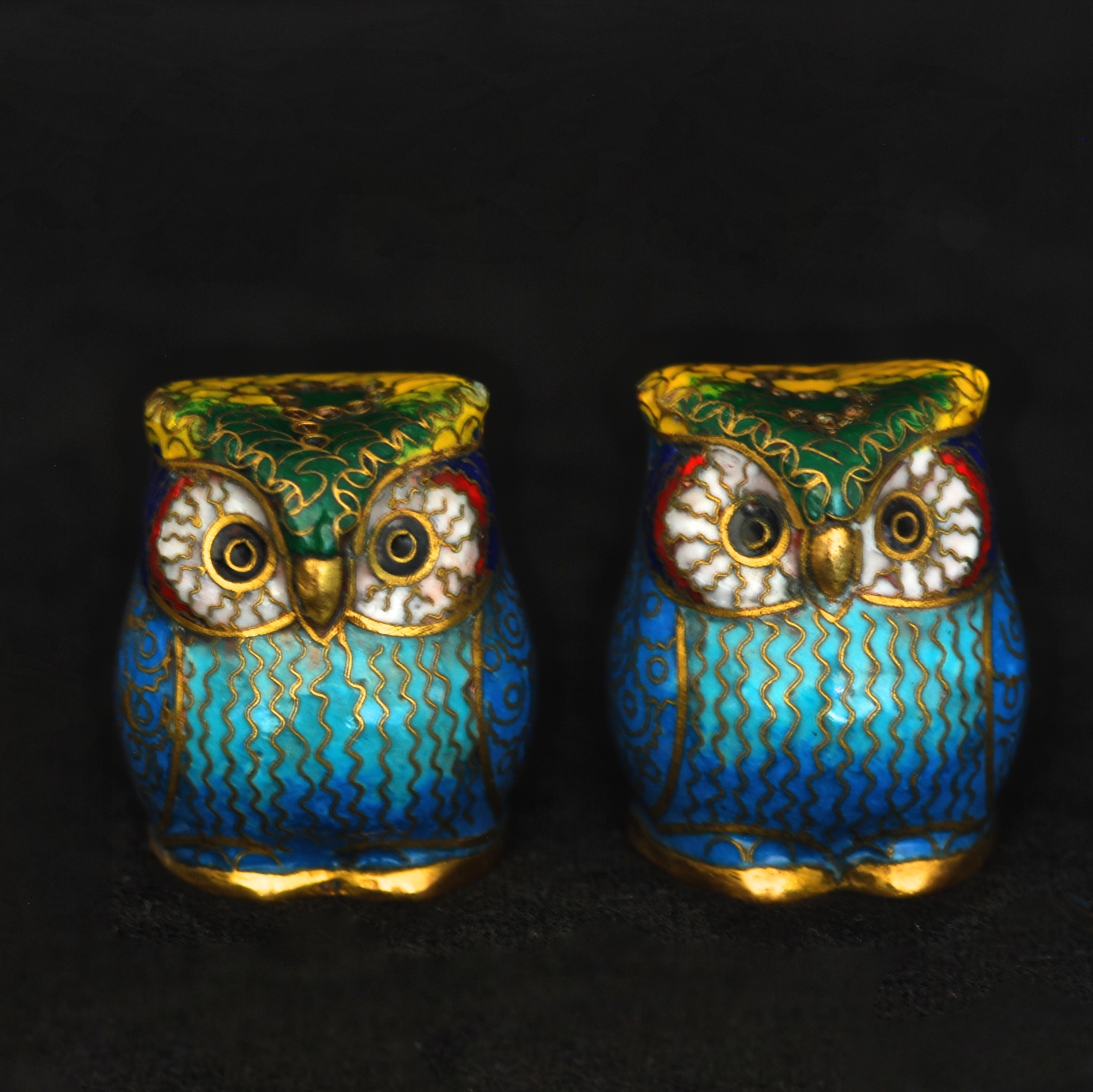 Kitchen  H61 Vintage Turquoise Owl Salt And Pepper Shakers Made