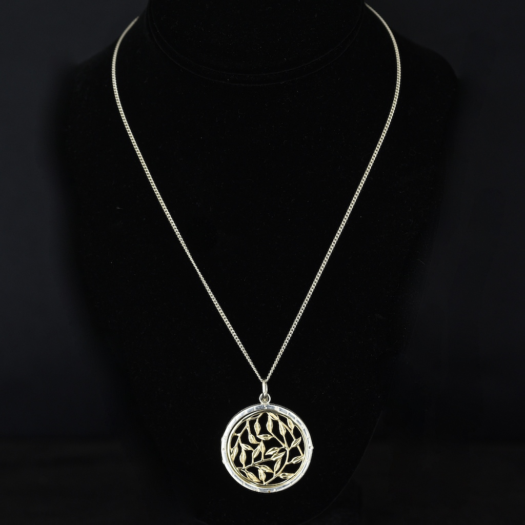 Metalsmiths Sterling Silver Medallion Pendant Necklace With Gold Leaf ...