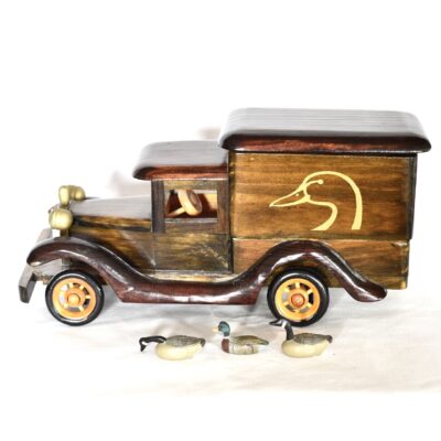 Hand Made Wooden Duck Truck Mobile Trinket Box With Three Ducks